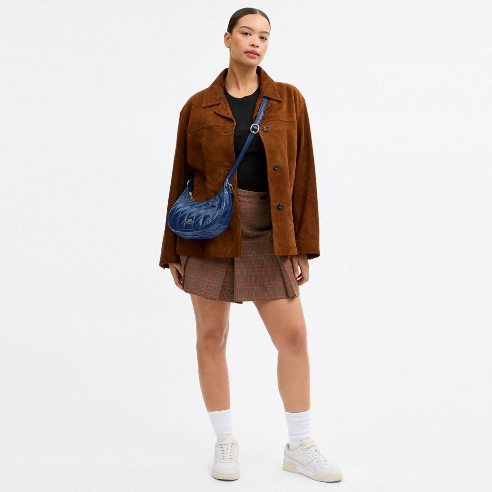 CDX21-Carmen Mini Crossbody in Glazed Leather with Quilting-Im/Deep Blue