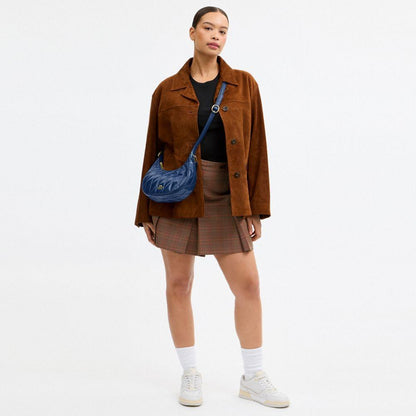 CDX21-Carmen Mini Crossbody in Glazed Leather with Quilting-Im/Deep Blue