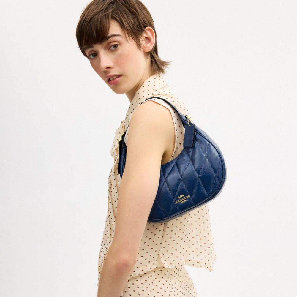 CDX21-Carmen Mini Crossbody in Glazed Leather with Quilting-Im/Deep Blue