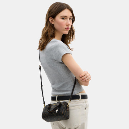CDY29-Mini Rowan Crossbody in Loved Signature Canvas with Charms-Im/Brown
