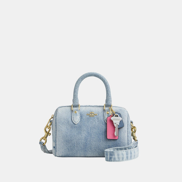 Mini Rowan Crossbody in Loved Denim with Charms