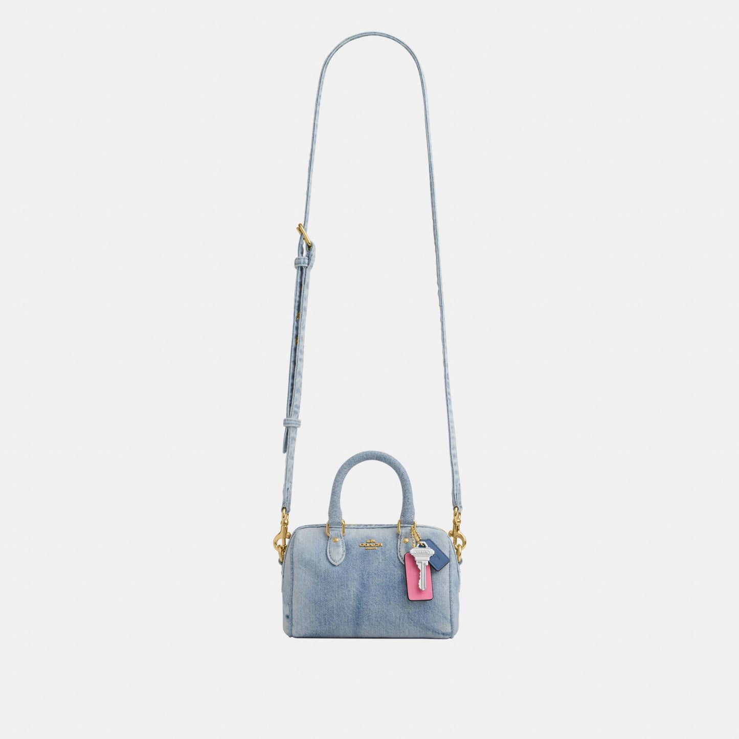 CDY30-Mini Rowan Crossbody in Loved Denim with Charms-Im/Light Indigo