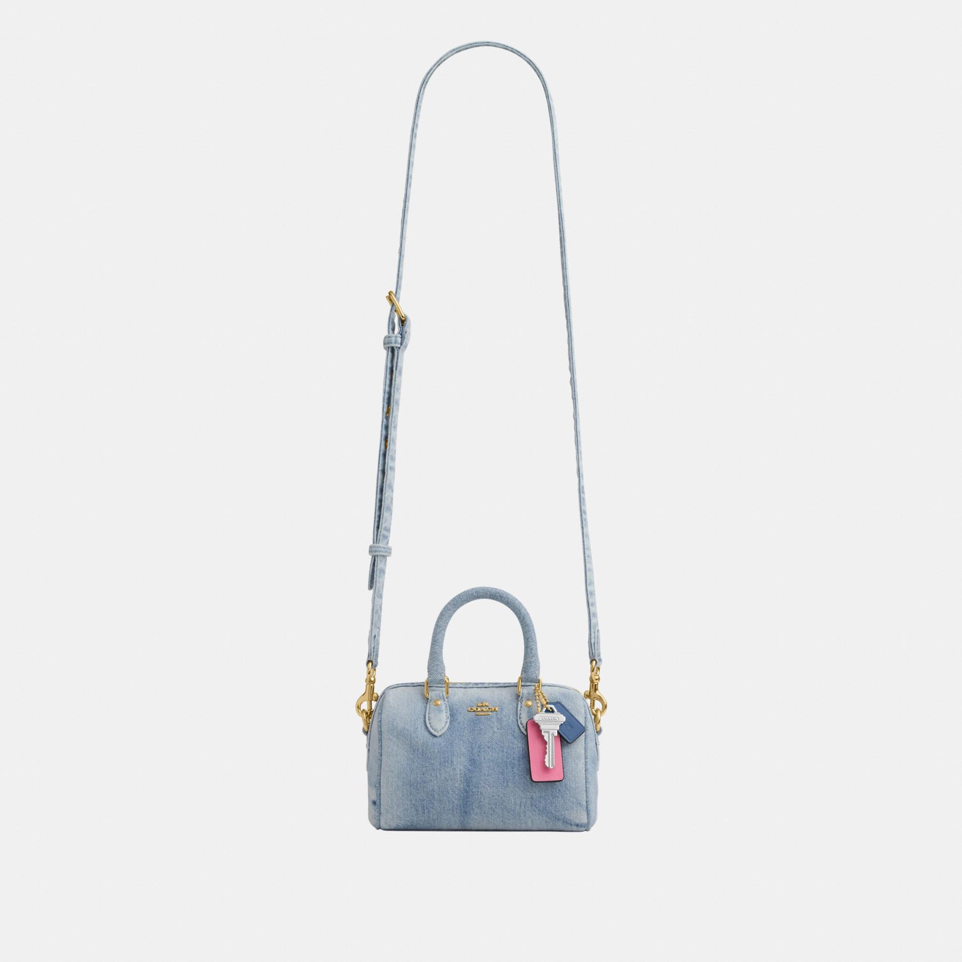 CDY30-Mini Rowan Crossbody in Loved Denim with Charms-Im/Light Indigo