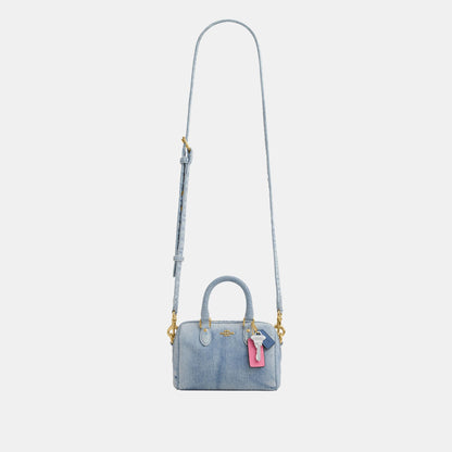 CDY30-Mini Rowan Crossbody in Loved Denim with Charms-Im/Light Indigo
