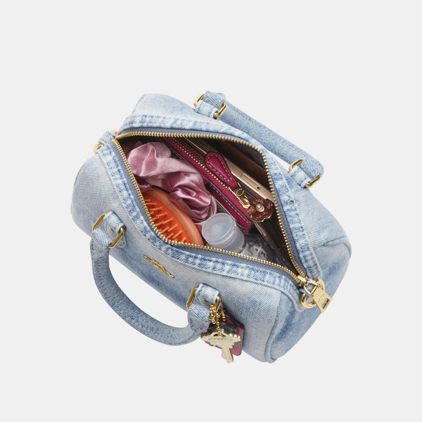 Mini Rowan Crossbody in Loved Denim with Charms