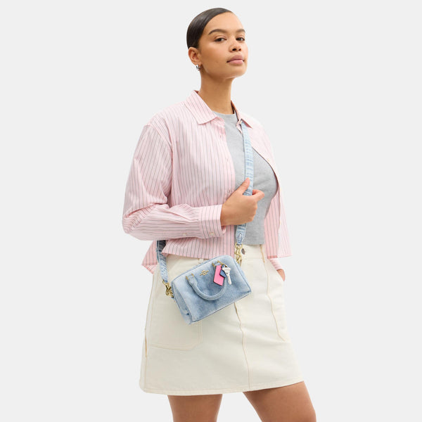 Mini Rowan Crossbody in Loved Denim with Charms