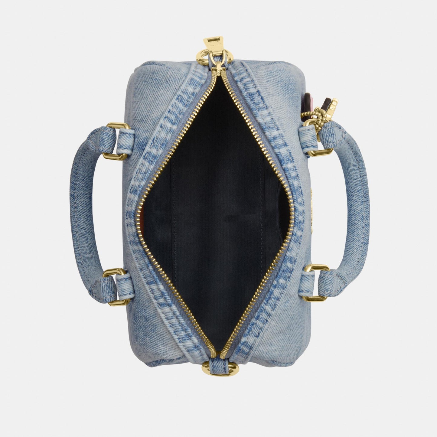 CDY30-Mini Rowan Crossbody in Loved Denim with Charms-Im/Light Indigo