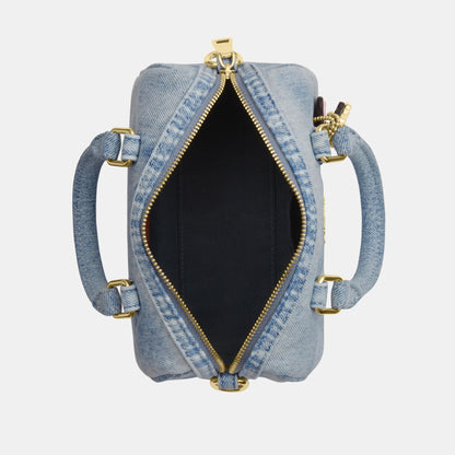 CDY30-Mini Rowan Crossbody in Loved Denim with Charms-Im/Light Indigo