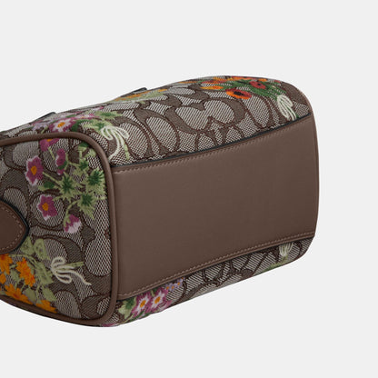 CDY31-Mini Rowan Crossbody Bag in Signature Jacquard with Floral Embroidery-Im/Oak Multi
