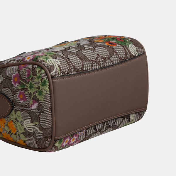Mini Rowan Crossbody Bag in Signature Jacquard with Floral Embroidery