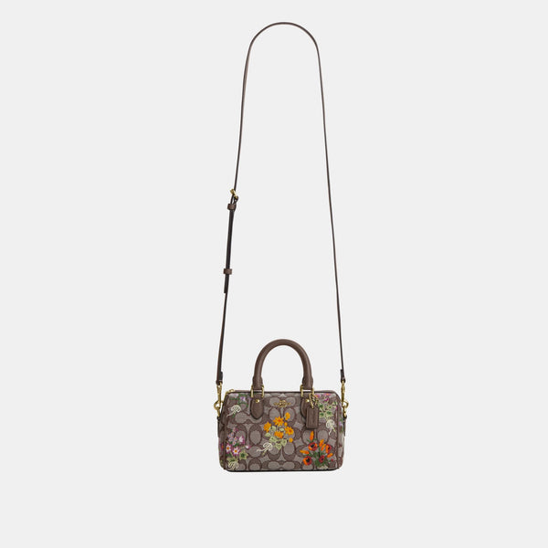 Mini Rowan Crossbody Bag in Signature Jacquard with Floral Embroidery