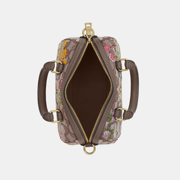 Mini Rowan Crossbody Bag in Signature Jacquard with Floral Embroidery