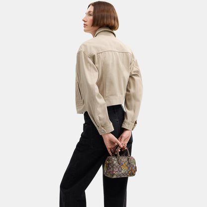 CDY31-Mini Rowan Crossbody Bag in Signature Jacquard with Floral Embroidery-Im/Oak Multi