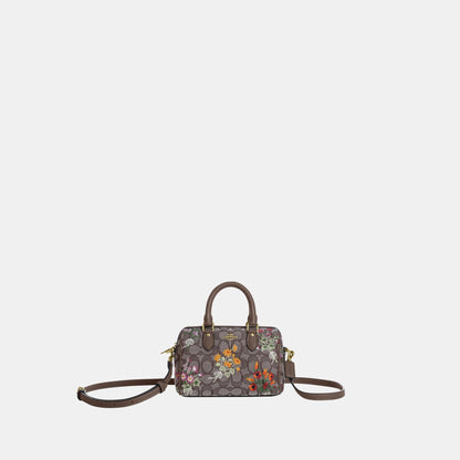 CDY31-Mini Rowan Crossbody Bag in Signature Jacquard with Floral Embroidery-Im/Oak Multi