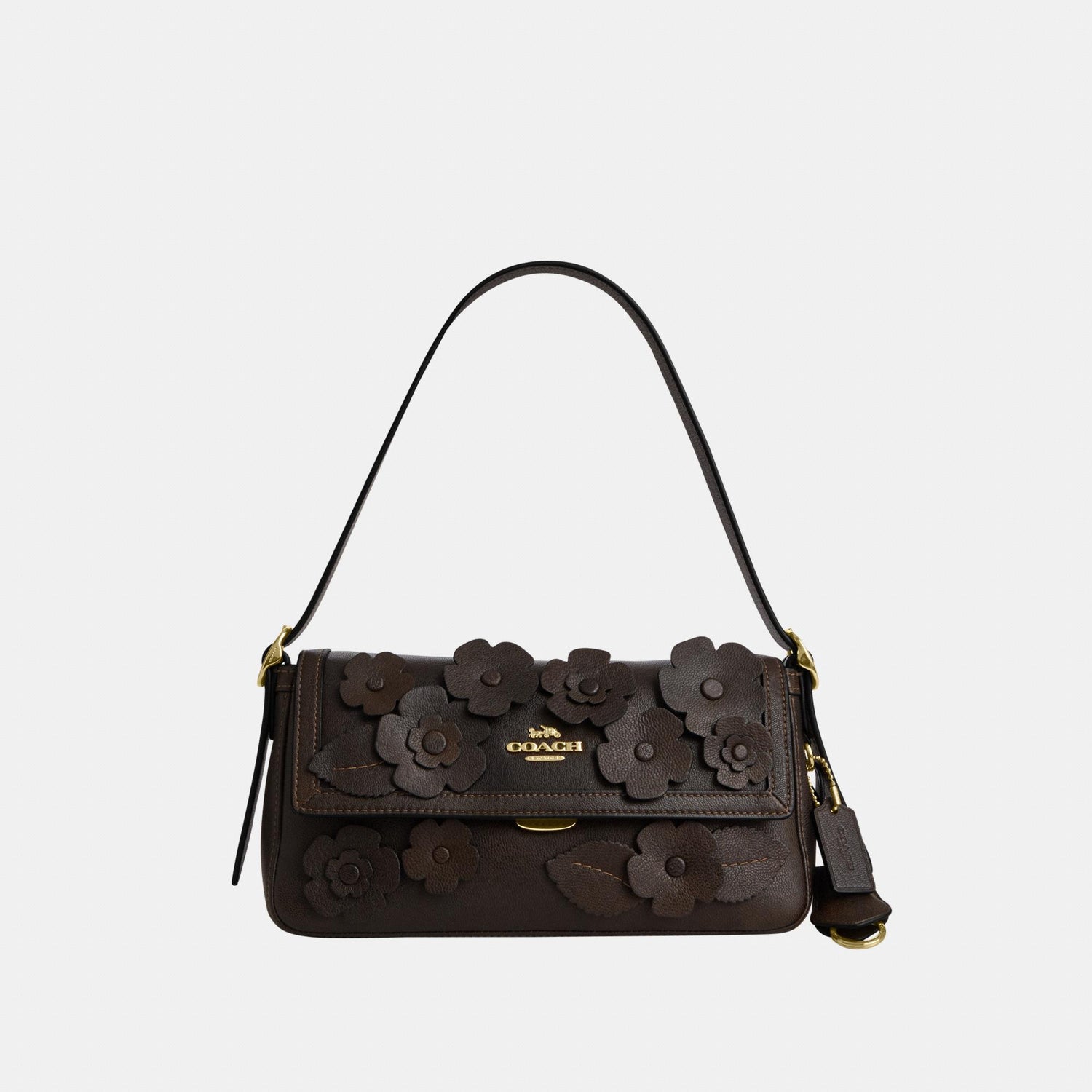 CDY43-Etta Small Flap Shoulder Bag in Floral Applique-Im/Maple