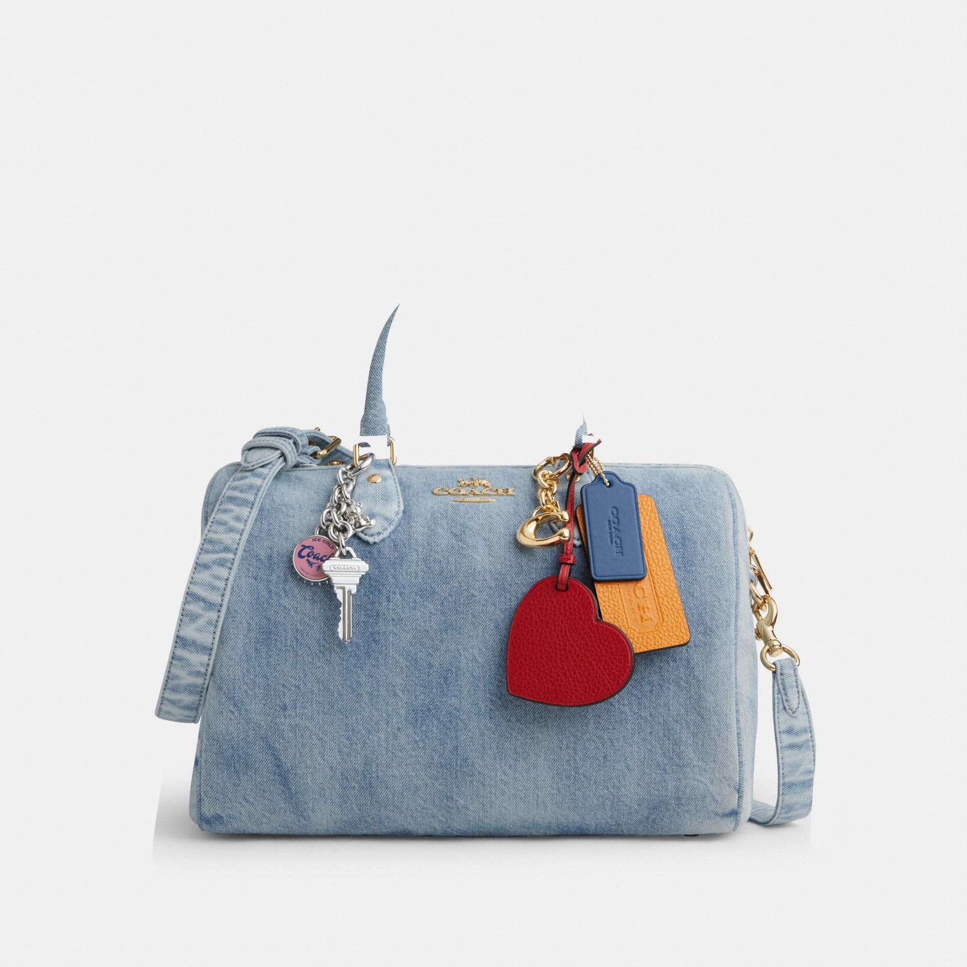 CDY75-Rowan Large Satchel in Loved Denim with Charms-Im/Light Indigo