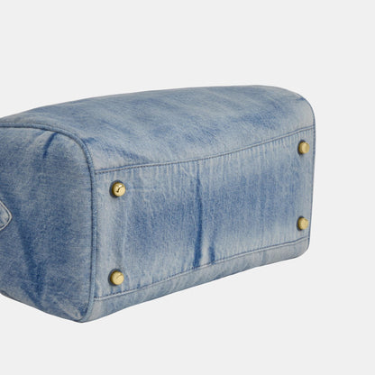 CDY75-Rowan Large Satchel in Loved Denim with Charms-Im/Light Indigo