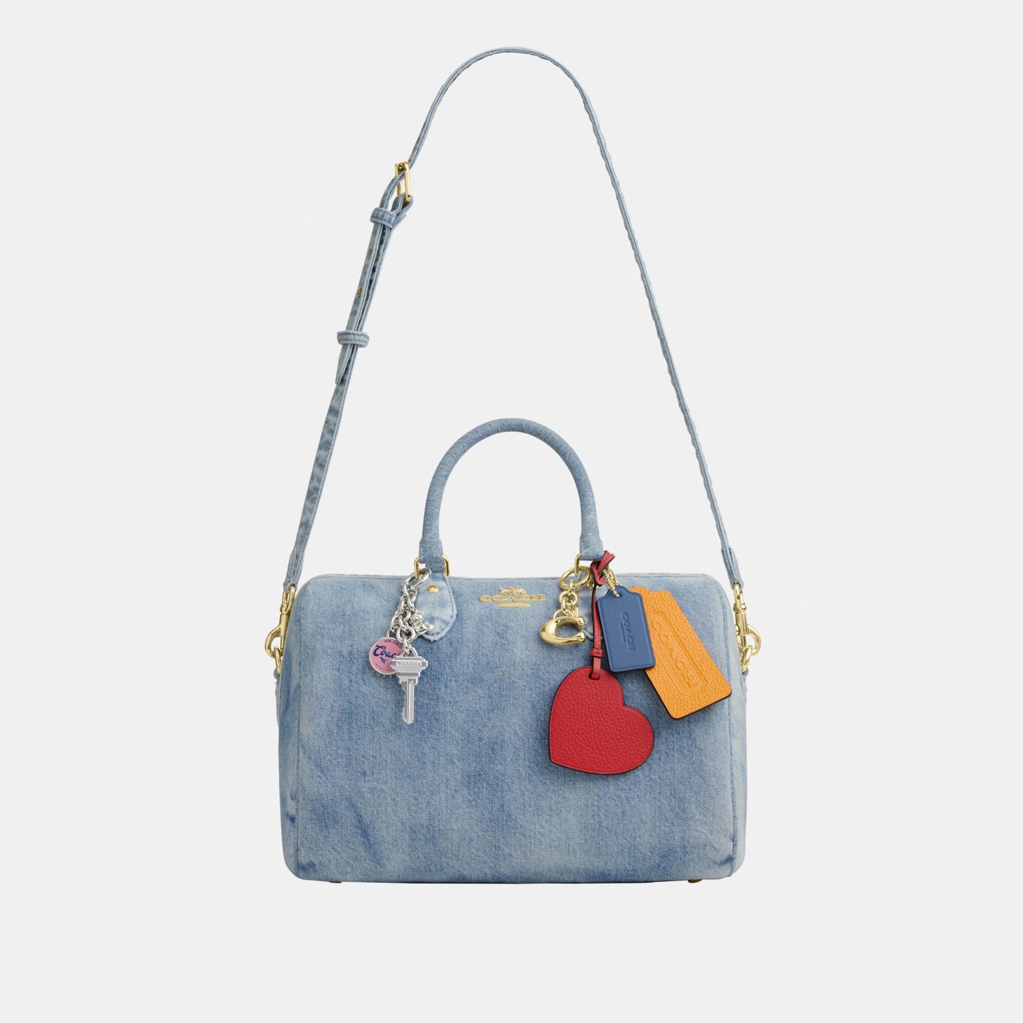 CDY75-Rowan Large Satchel in Loved Denim with Charms-Im/Light Indigo