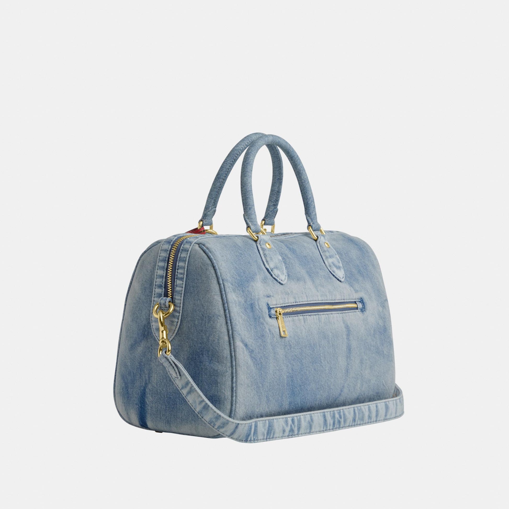 CDY75-Rowan Large Satchel in Loved Denim with Charms-Im/Light Indigo