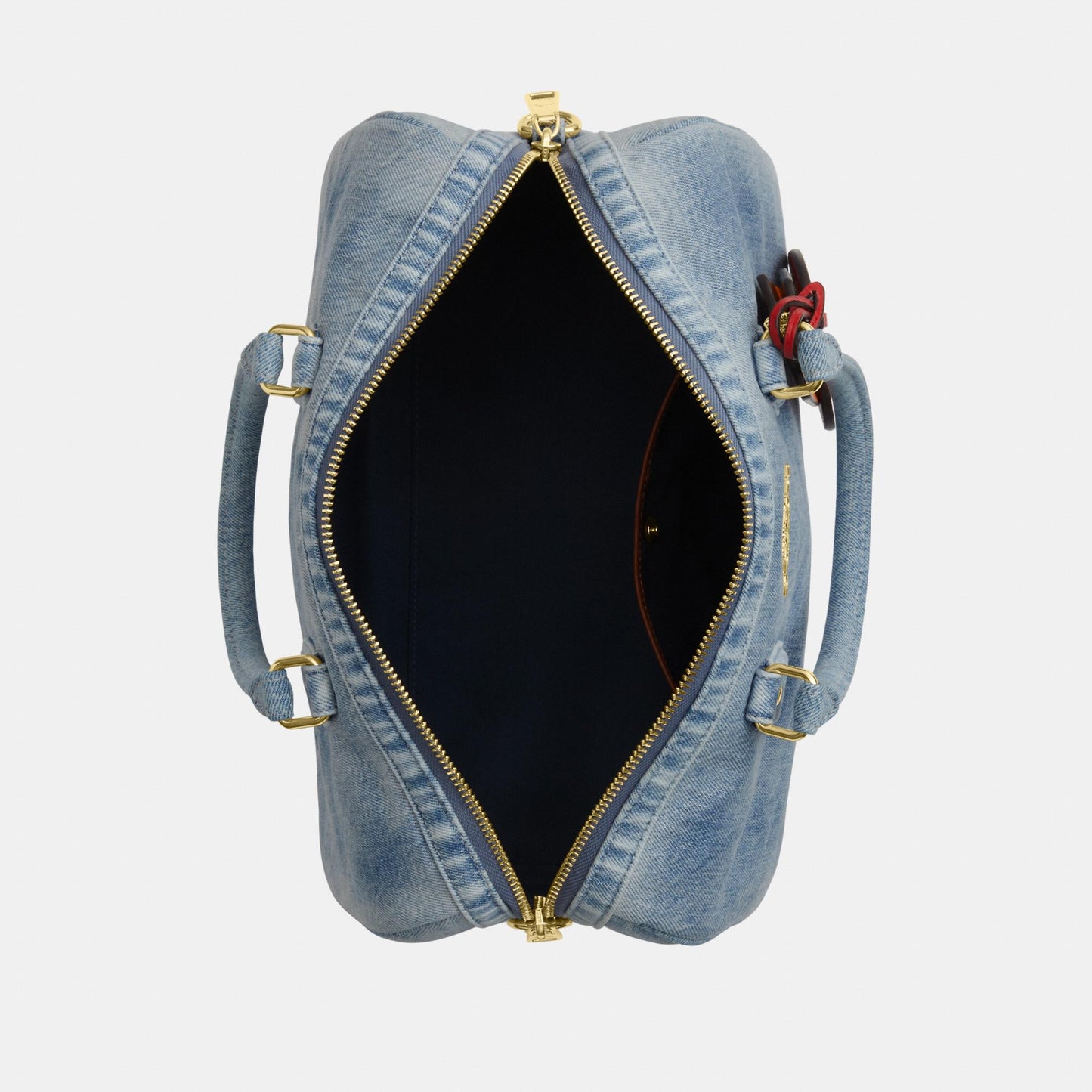 CDY75-Rowan Large Satchel in Loved Denim with Charms-Im/Light Indigo