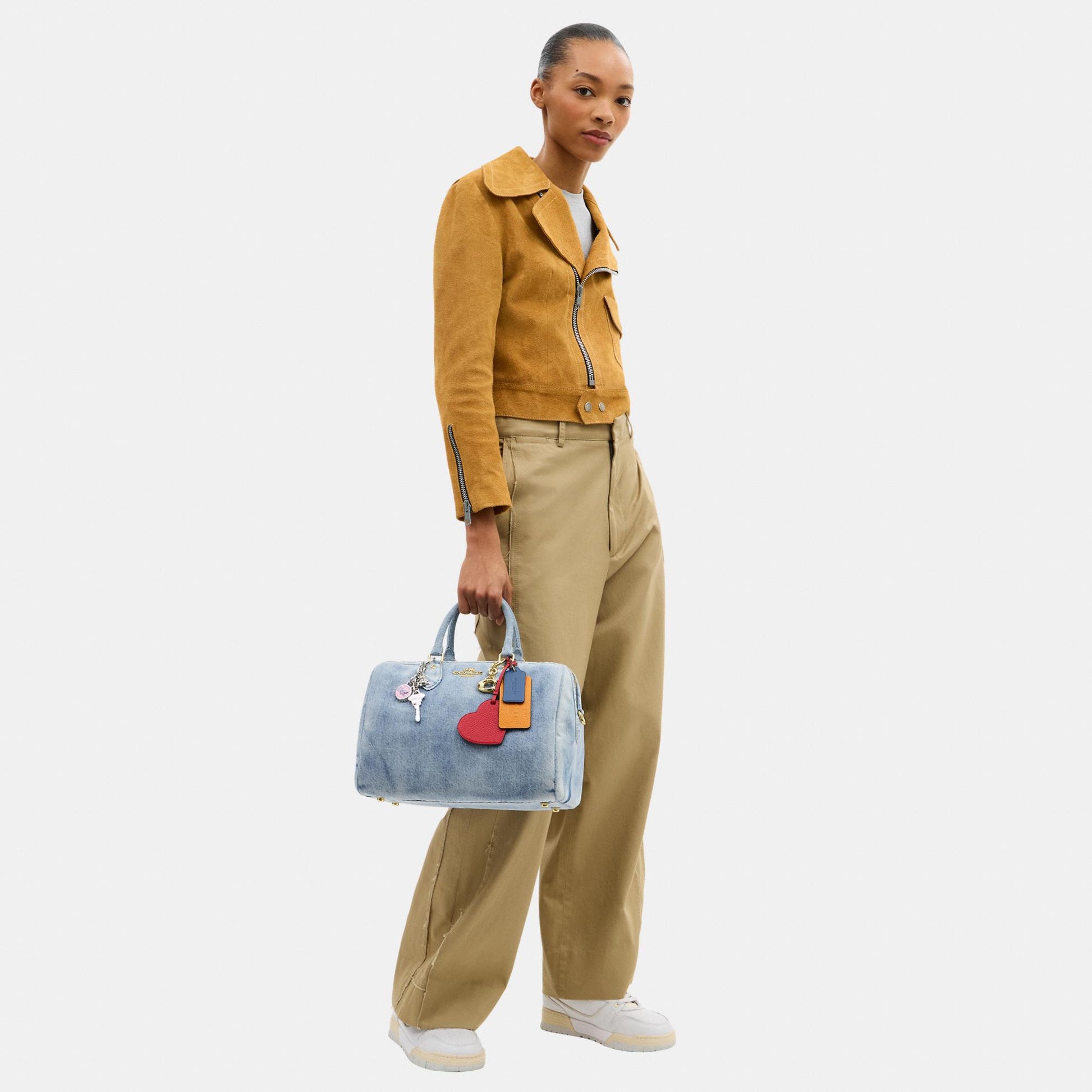 CDY75-Rowan Large Satchel in Loved Denim with Charms-Im/Light Indigo