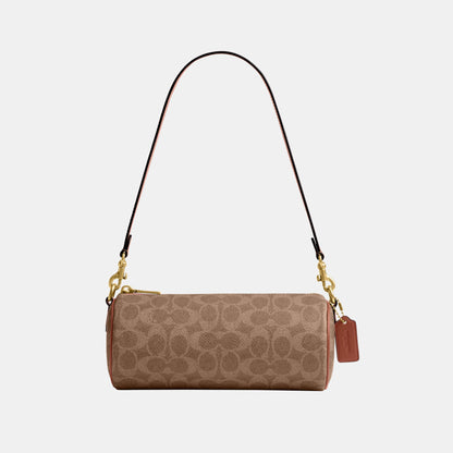CDY79-Coated Canvas Signature Barrel Bag-B4/Tan Caramel