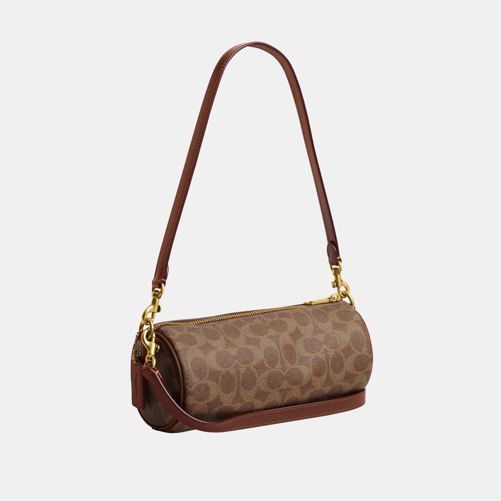 CDY79-Coated Canvas Signature Barrel Bag-B4/Tan Caramel