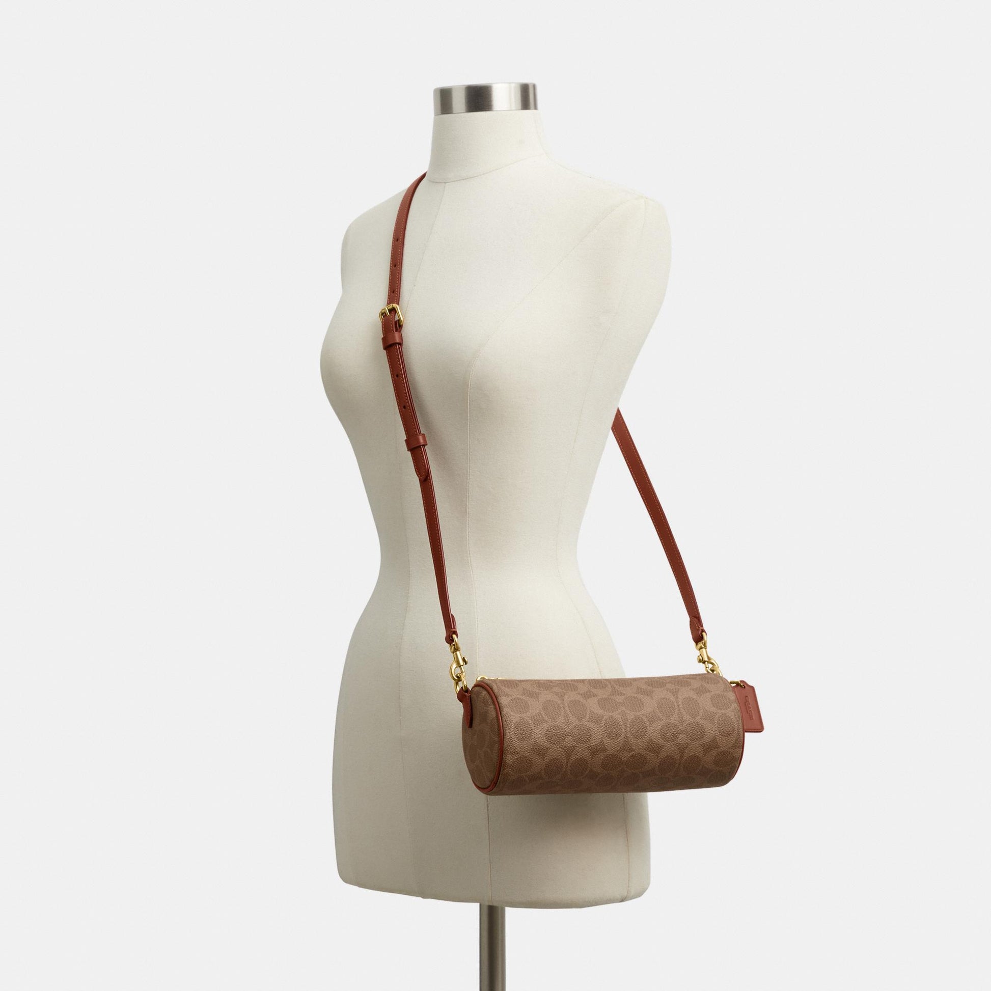 CDY79-Coated Canvas Signature Barrel Bag-B4/Tan Caramel