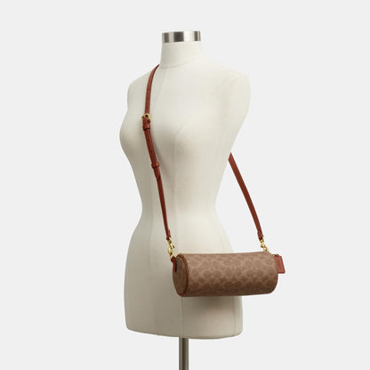 CDY79-Coated Canvas Signature Barrel Bag-B4/Tan Caramel