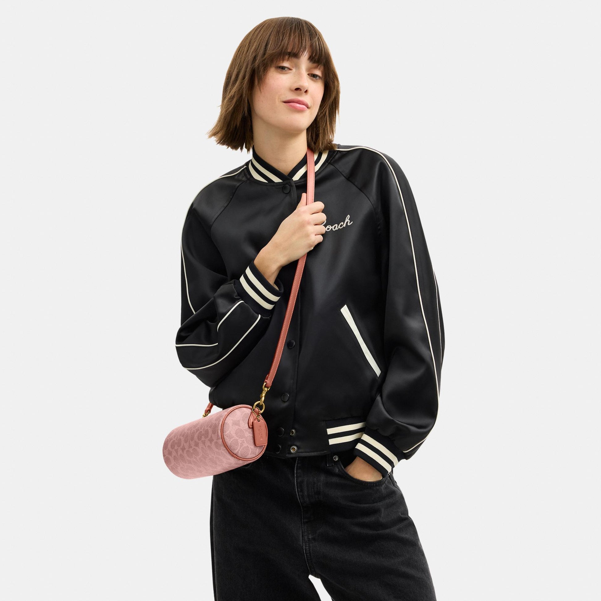 CDY79-Coated Canvas Signature Barrel Bag-B4/Melon Pink