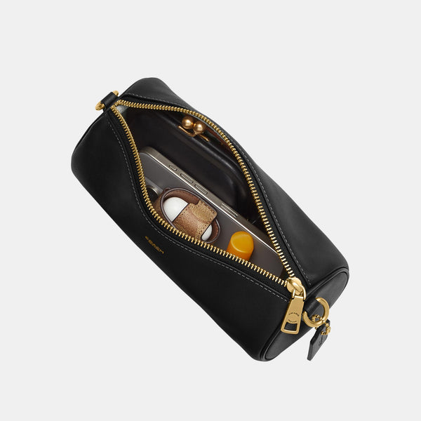Natural Grain Leather Barrel Bag