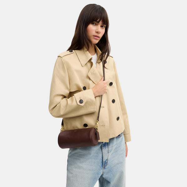 Natural Grain Leather Barrel Bag