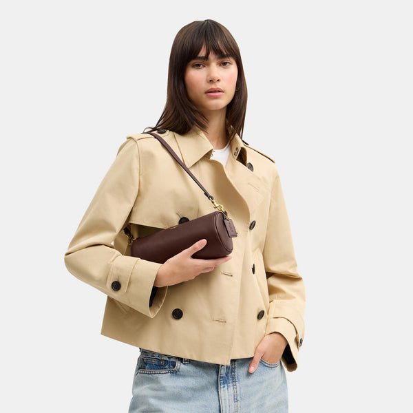 Natural Grain Leather Barrel Bag