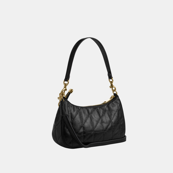 Teri Shoulder Bag in Glazed Leather with Quilting
