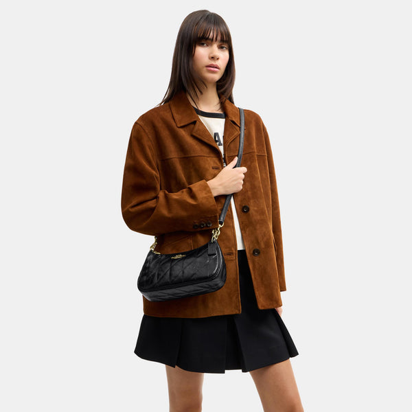 Teri Shoulder Bag in Glazed Leather with Quilting