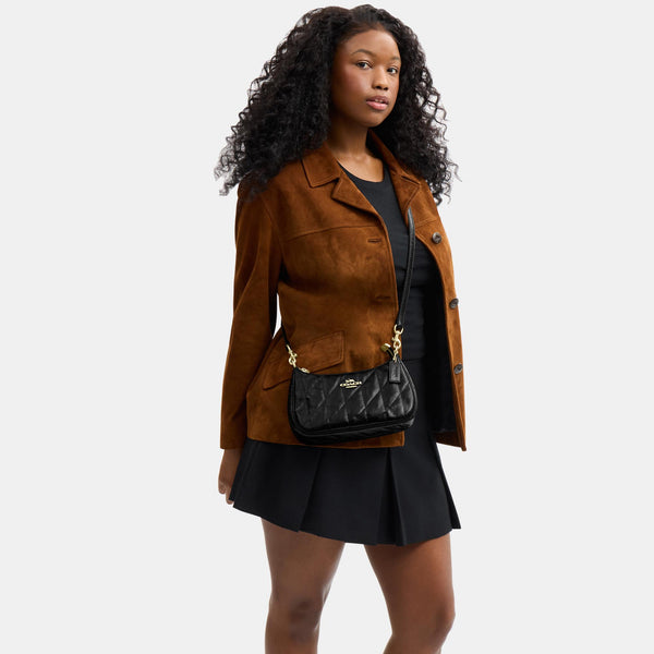 Teri Shoulder Bag in Glazed Leather with Quilting