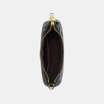 CDY83-Teri Shoulder Bag in Glazed Leather with Quilting-Im/Black