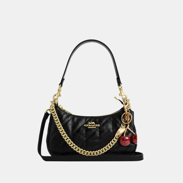 Teri Shoulder Bag in Glazed Leather with Quilting
