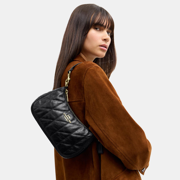 Teri Shoulder Bag in Glazed Leather with Quilting