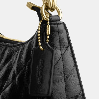 CDY83-Teri Shoulder Bag in Glazed Leather with Quilting-Im/Black