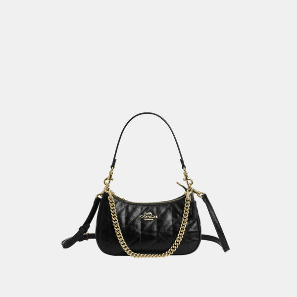 Teri Shoulder Bag in Glazed Leather with Quilting