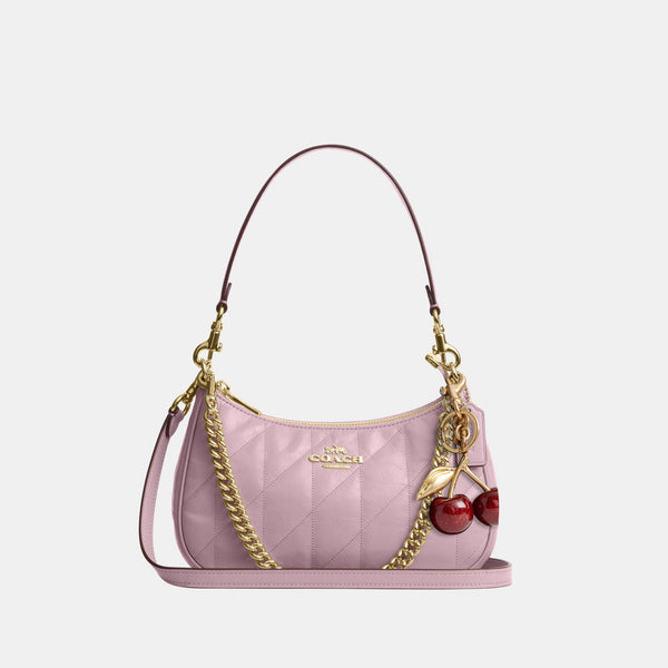 Teri Shoulder Bag in Glazed Leather with Quilting