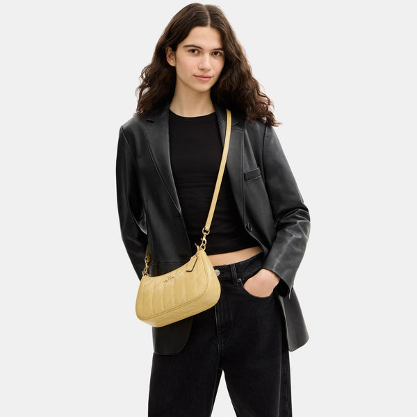 Teri Shoulder Bag in Glazed Leather with Quilting