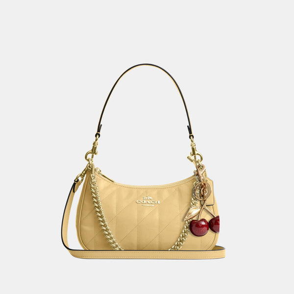 Teri Shoulder Bag in Glazed Leather with Quilting