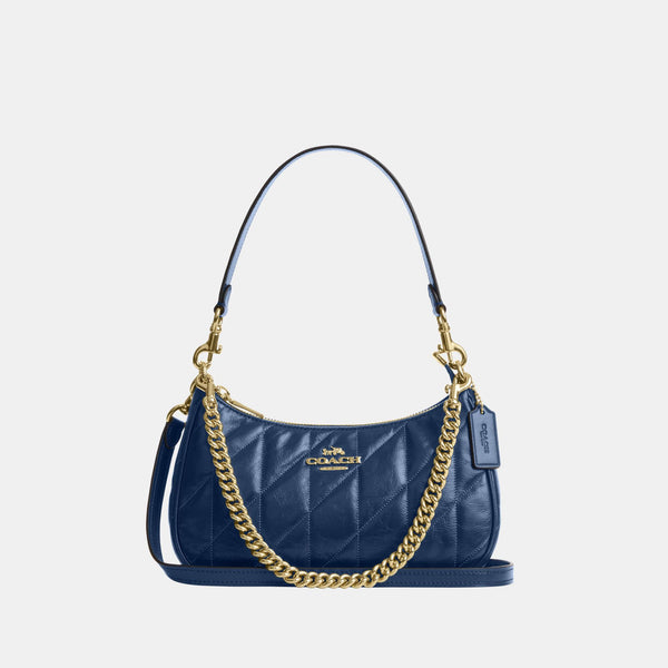 Teri Shoulder Bag in Glazed Leather with Quilting