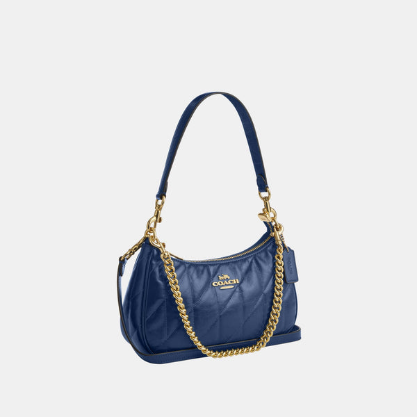 Teri Shoulder Bag in Glazed Leather with Quilting