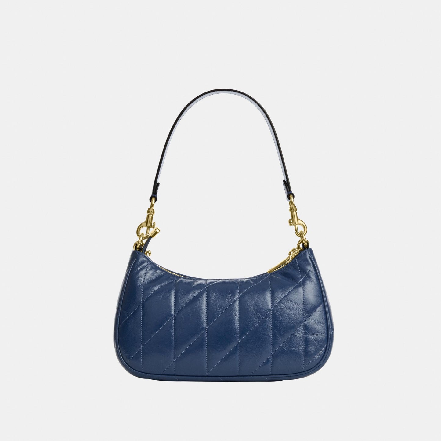 CDY83-Teri Shoulder Bag in Glazed Leather with Quilting-Im/Deep Blue