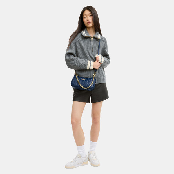 Teri Shoulder Bag in Glazed Leather with Quilting