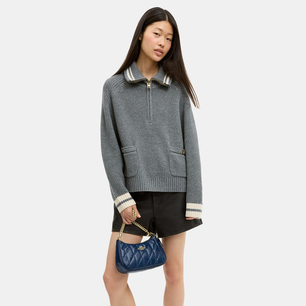 Teri Shoulder Bag in Glazed Leather with Quilting