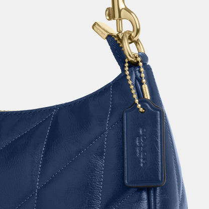 CDY83-Teri Shoulder Bag in Glazed Leather with Quilting-Im/Deep Blue